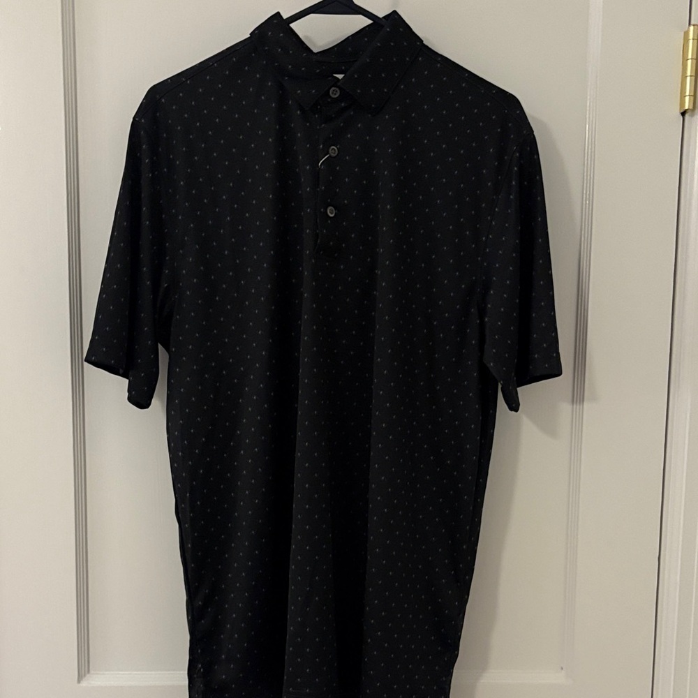 Greg Norman Collection Black Golf Polo with Subtle Pattern - Picture 3 of 11